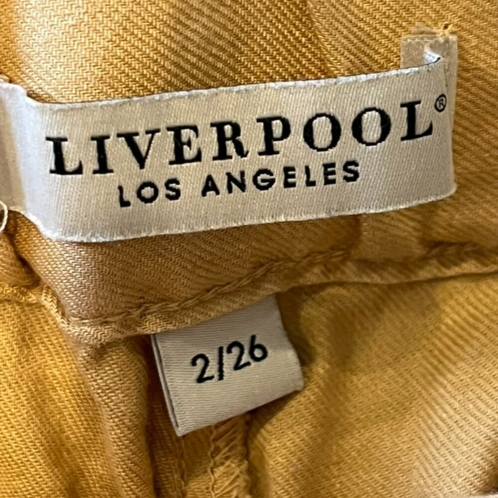 Liverpool Los Angeles Women's Yellow Linen Cargo Pants Size 2/26 Drawstring Crop - Picture 6 of 10